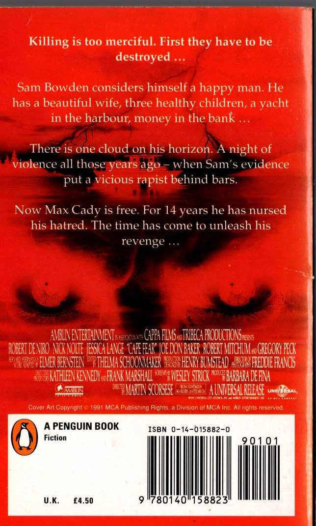 John D. MacDonald  THE EXECUTIONERS (Film tie-in: Cape Fear) magnified rear book cover image