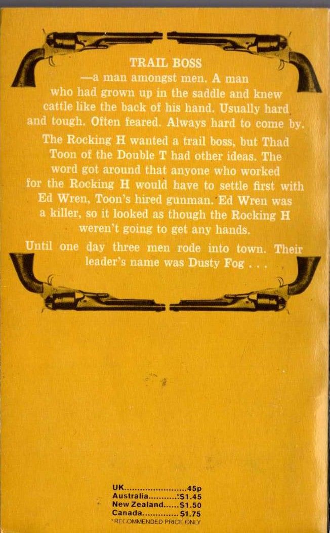 J.T. Edson  TRAIL BOSS magnified rear book cover image