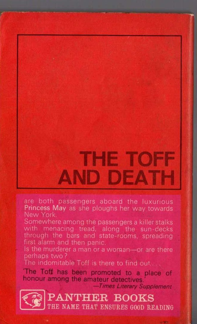 John Creasey  THE TOFF ON BOARD magnified rear book cover image
