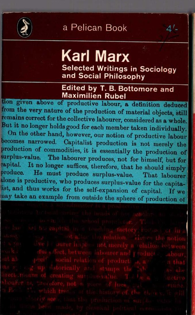 KARL MARX. Selected Writings in Sociology and Social Philosophy front book cover image