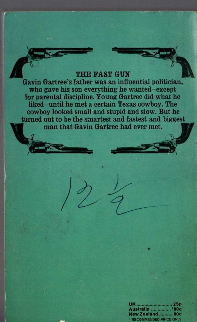 J.T. Edson  THE FAST GUN magnified rear book cover image