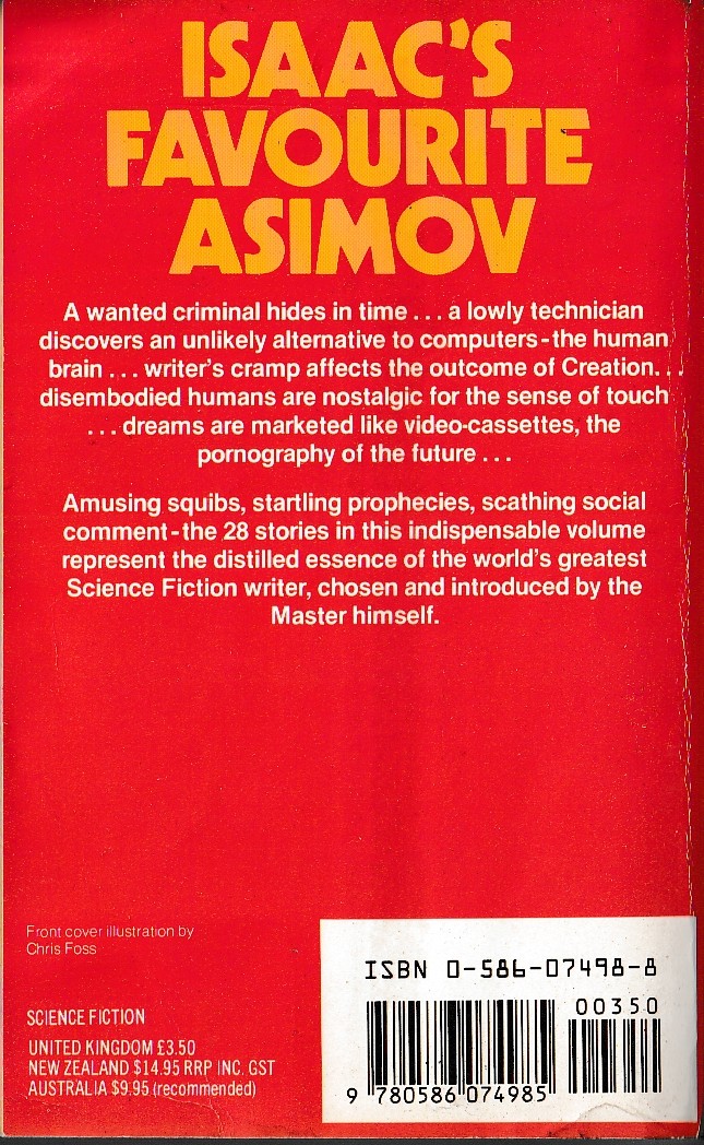 Isaac Asimov  THE BEST SCIENCE FICTION OF ISAAC ASIMOV magnified rear book cover image