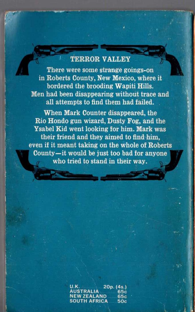 J.T. Edson  TERROR VALLEY magnified rear book cover image