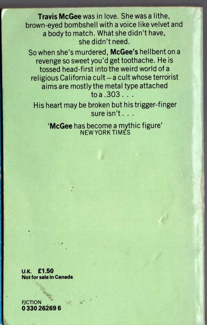 John D. MacDonald  THE GREEN RIPPER magnified rear book cover image