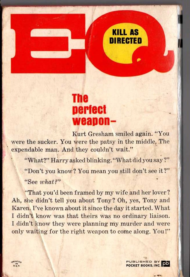 Ellery Queen  KILL AS DIRECTED magnified rear book cover image