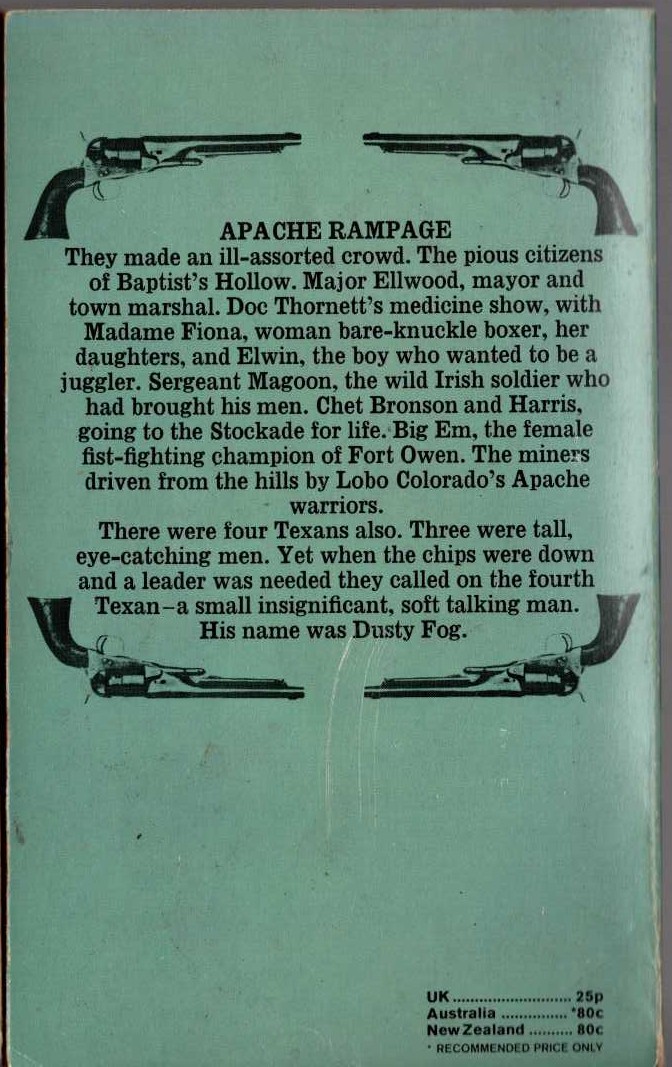 J.T. Edson  APACHE RAMPAGE magnified rear book cover image