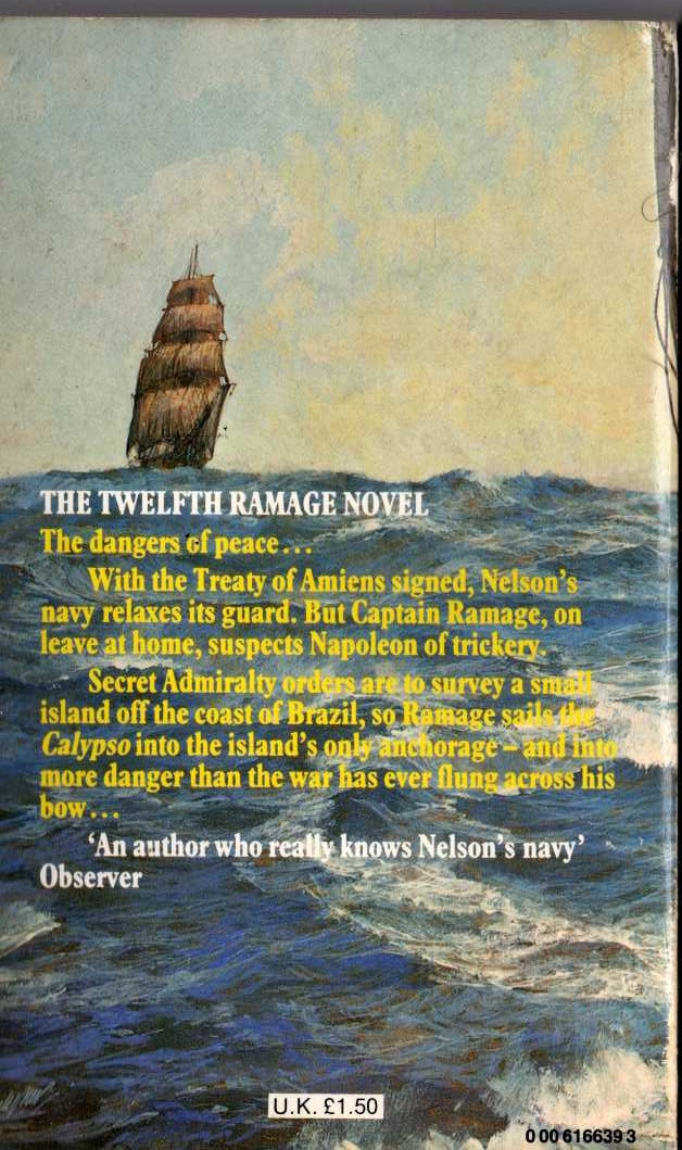 Dudley Pope  RAMAGE AND THE RENEGADES magnified rear book cover image