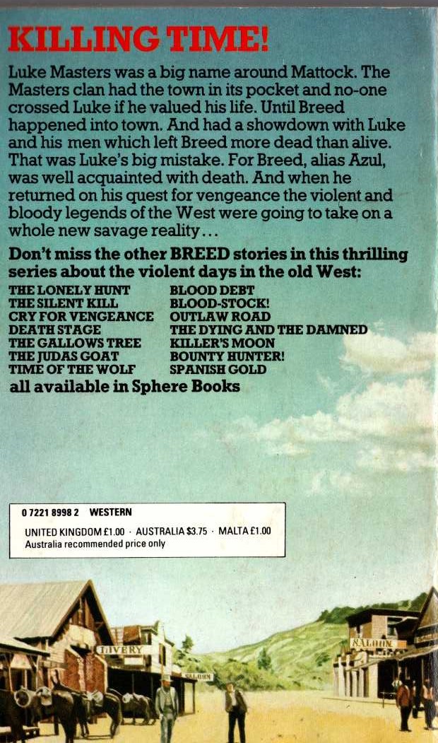 James A. Muir  BREED 15: SLAUGHTER TIME magnified rear book cover image