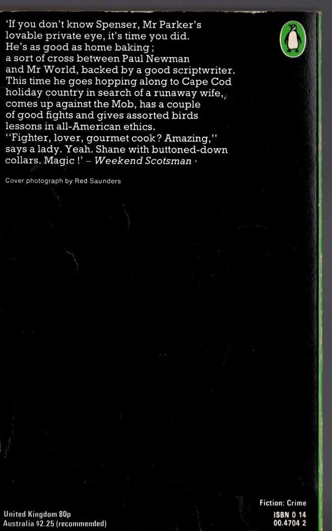 Robert B. Parker  PROMISED LAND magnified rear book cover image