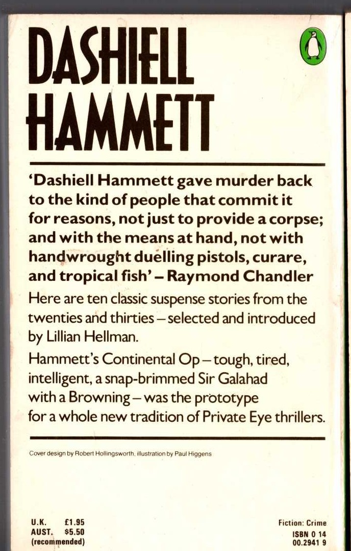 Dashiell Hammett  THE BIG KNOCKOVER magnified rear book cover image