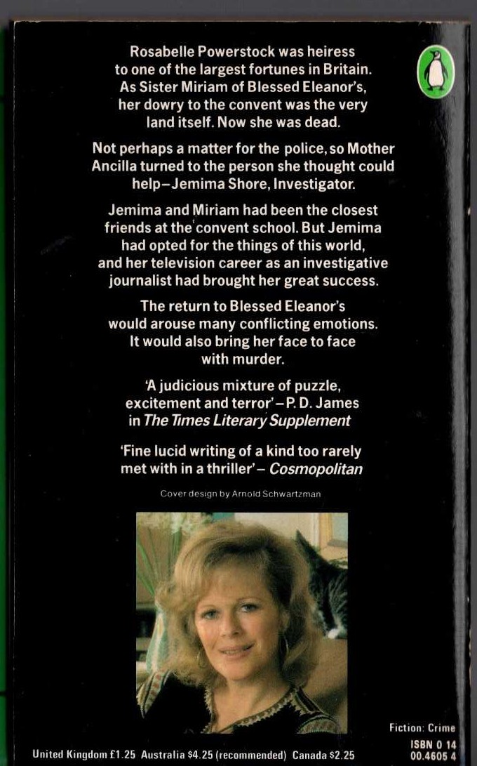 Antonia Fraser  QUIET AS A NUN magnified rear book cover image
