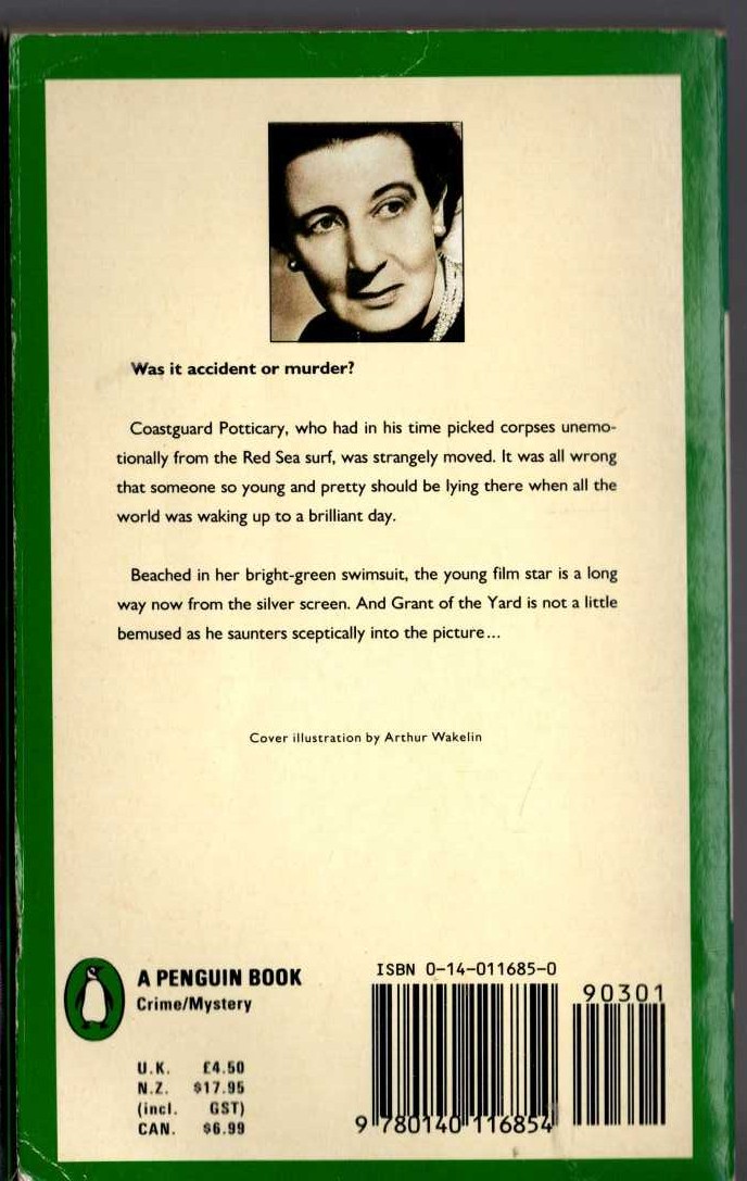 Josephine Tey  A SHILLING FOR CANDLES magnified rear book cover image