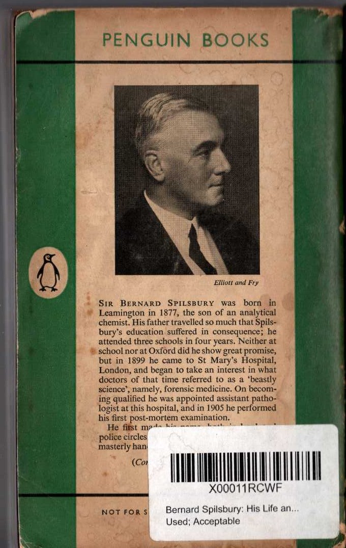 BERNARD SPILSBURY. His Life and Cases magnified rear book cover image