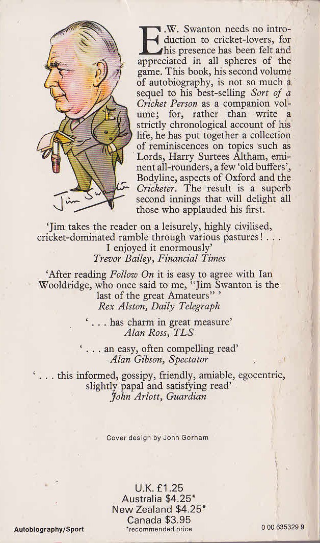 E.W. Swanton  FOLLOW ON magnified rear book cover image