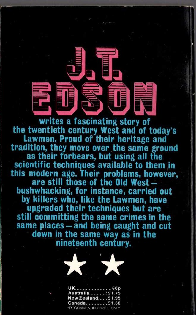 J.T. Edson  THE PROFESSIONAL KILLERS magnified rear book cover image
