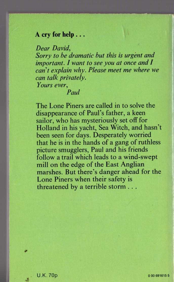 Malcolm Saville  SEA WITCH COMES HOME magnified rear book cover image