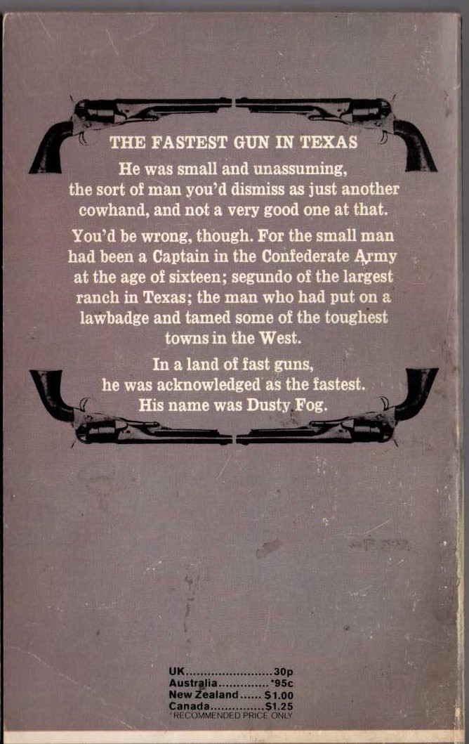J.T. Edson  THE FASTEST GUN IN TEXAS magnified rear book cover image