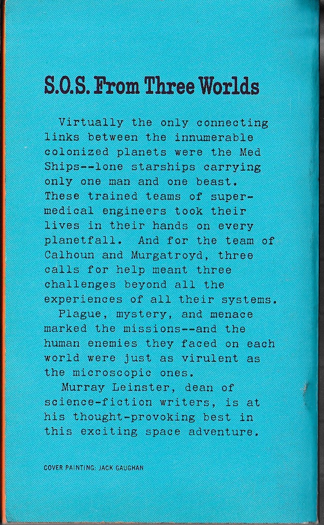 Murray Leinster  S.O.S. FROM THREE WORLDS magnified rear book cover image