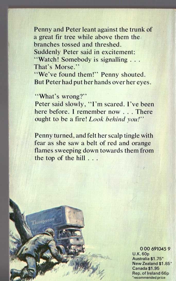 Malcolm Saville  THE SECRET OF GREY WALLS magnified rear book cover image
