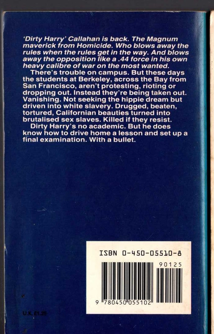 Dane Hartman  DIRTY HARRY 3: THE LONG DEATH magnified rear book cover image