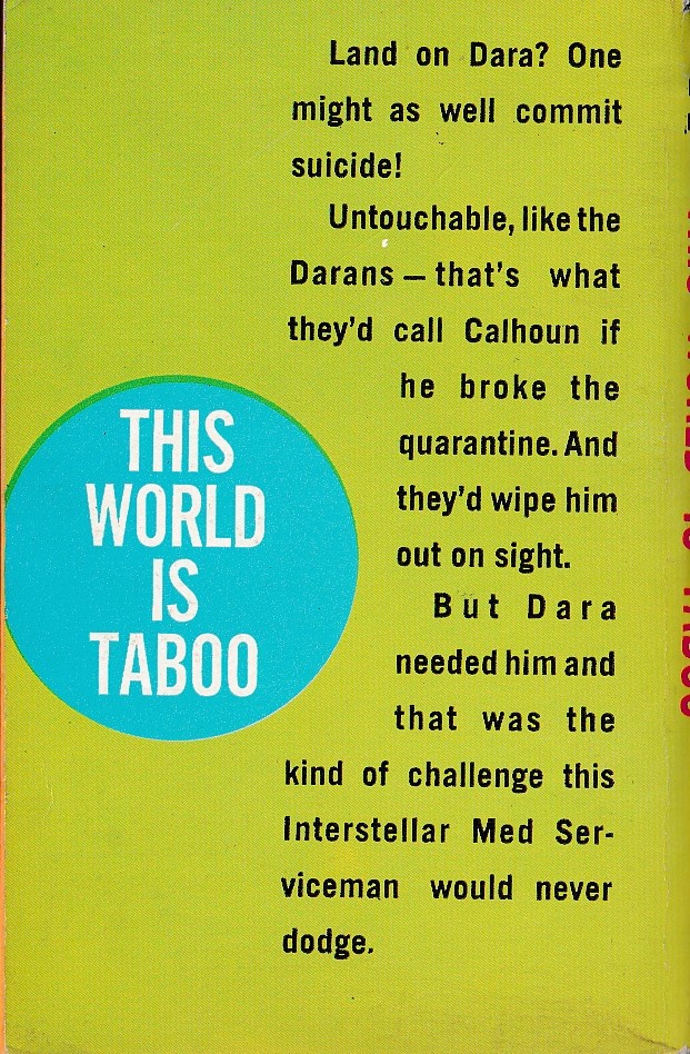 Murray Leinster  THIS WORLD IS TABOO magnified rear book cover image