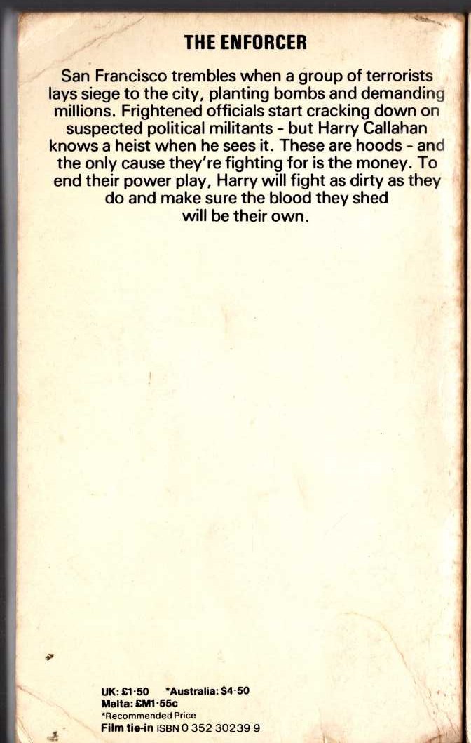 Wesley Morgan  THE ENFORCER (Clint Eastwood) magnified rear book cover image