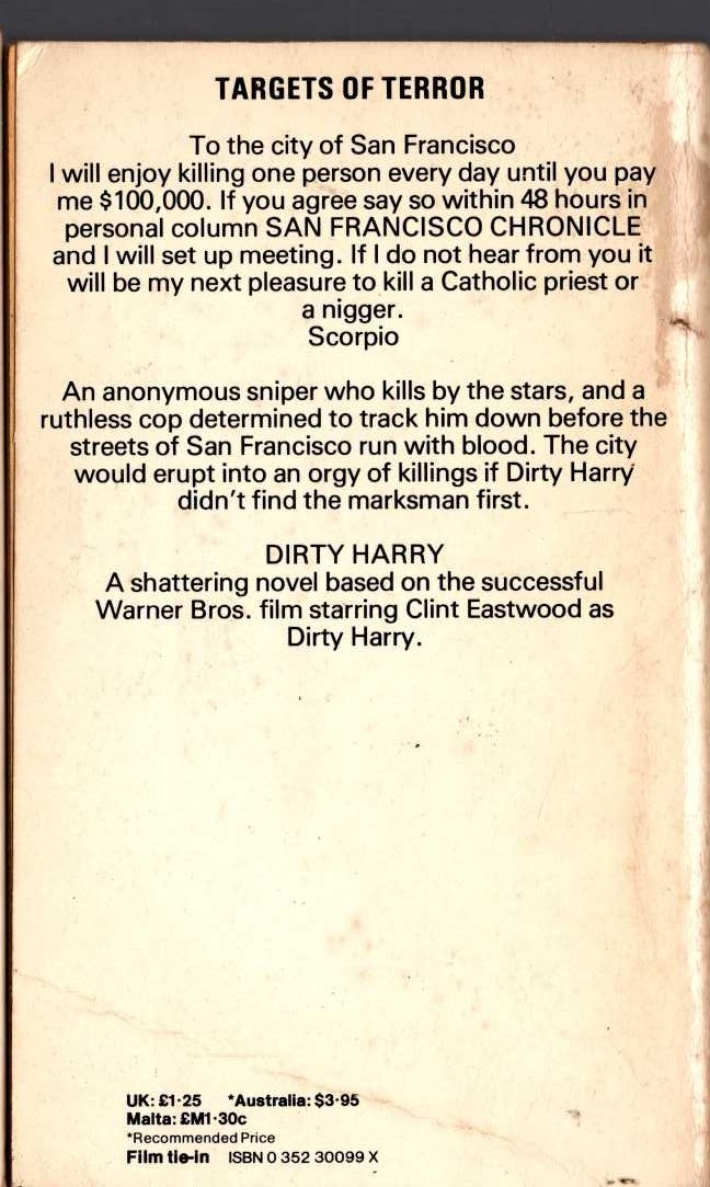 Phillip Rock  DIRTY HARRY magnified rear book cover image