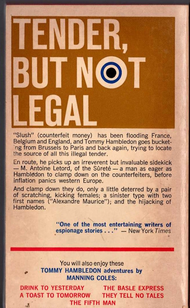 Manning Coles  NOT NEGOTIABLE magnified rear book cover image
