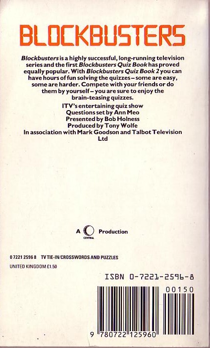 BLOCKBUSTERS   BLOCKBUSTERS QUIZ BOOK 2 magnified rear book cover image