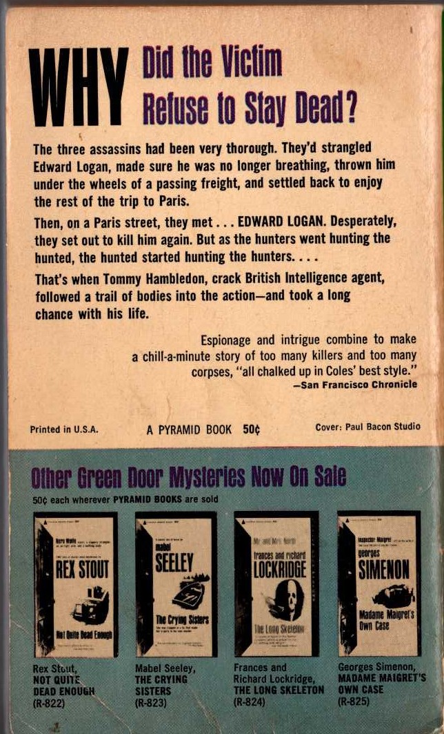 Manning Coles  NIGHT TRAIN TO PARIS magnified rear book cover image