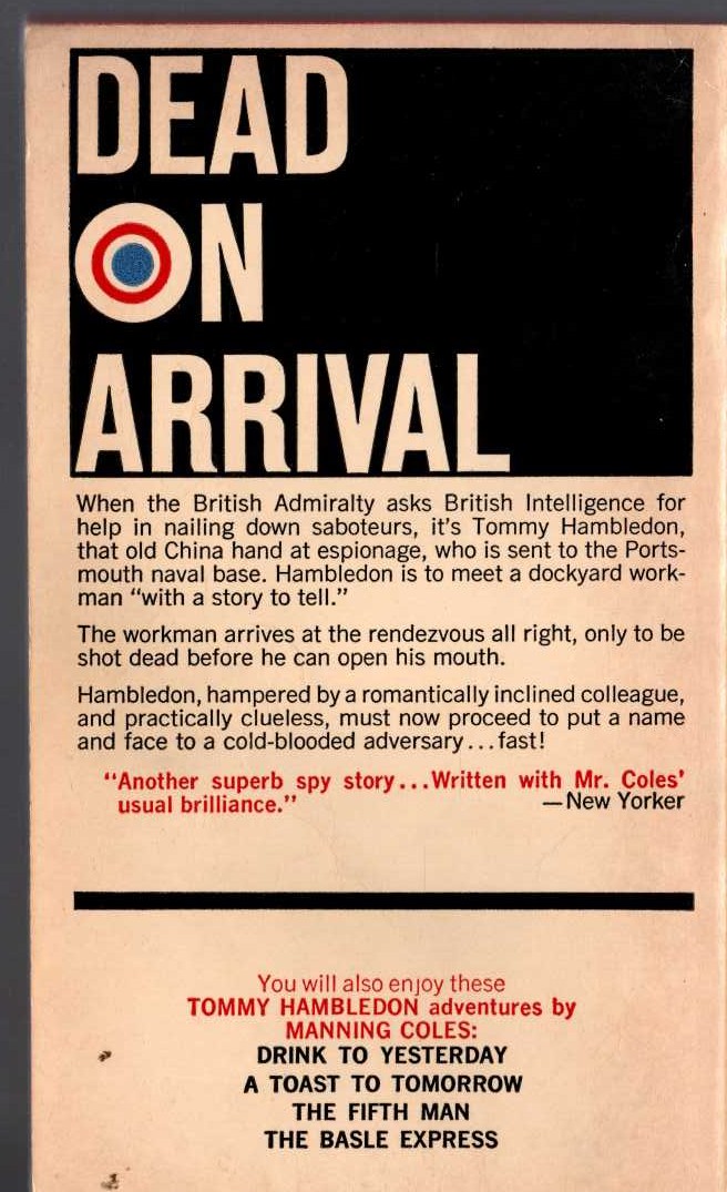 Manning Coles  THEY TELL NO TALES magnified rear book cover image