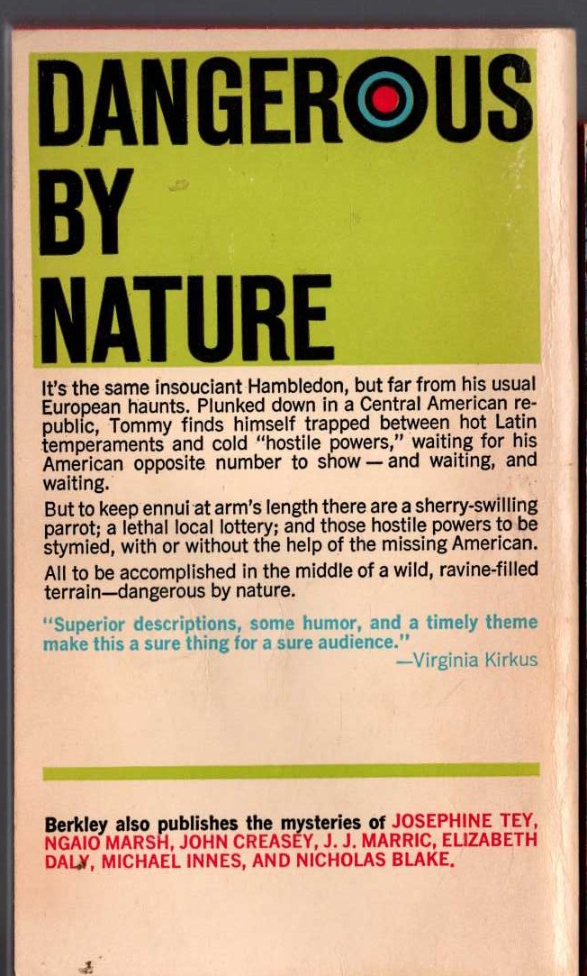Manning Coles  DANGEROUS BY NATURE magnified rear book cover image