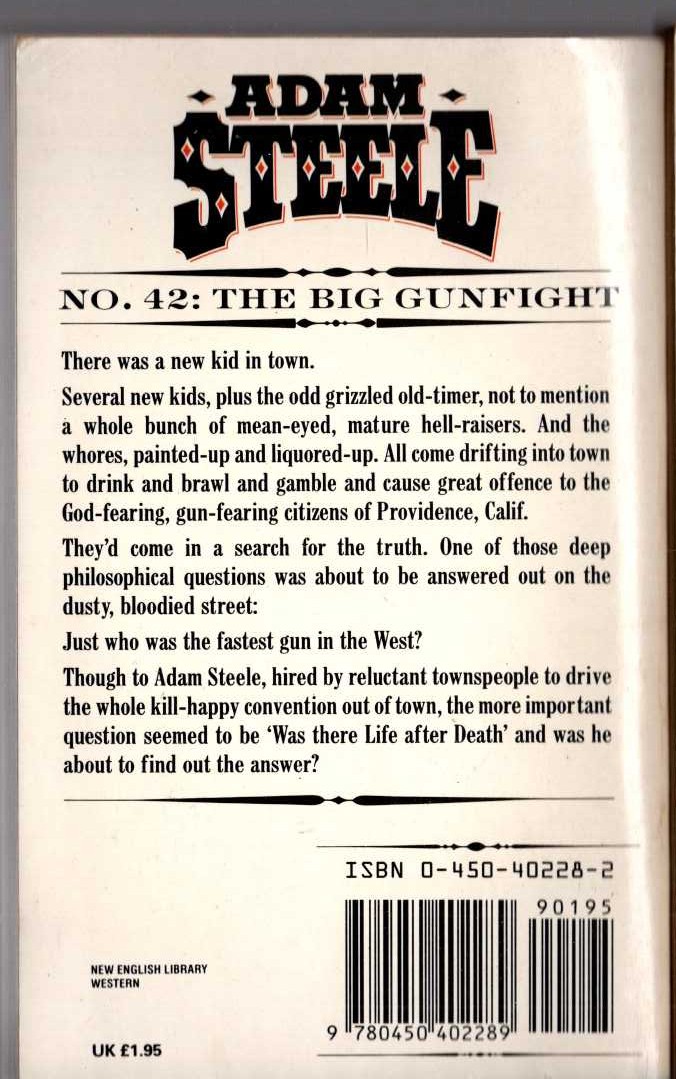 George G. Gilman  ADAM STEELE 42: THE BIG GUNFIGHT magnified rear book cover image