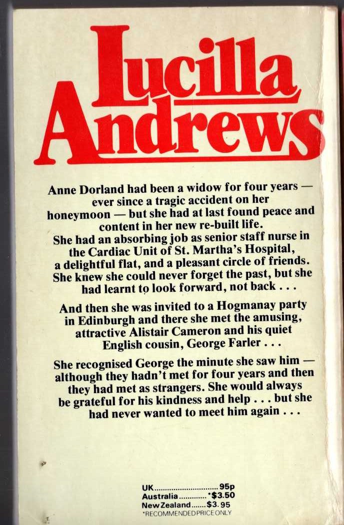 Lucilla Andrews  SILENT SONG magnified rear book cover image