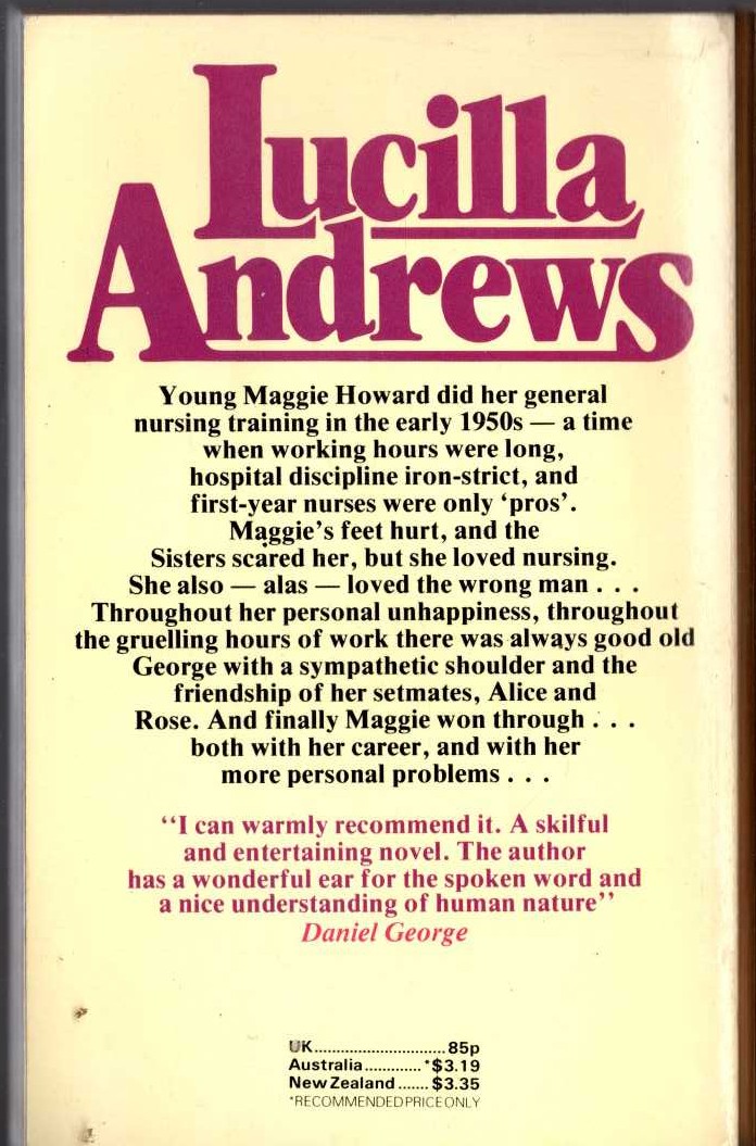 Lucilla Andrews  THE SECRET ARMOUR magnified rear book cover image