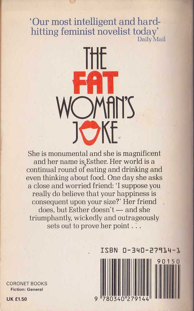 Fay Weldon  THE FAT WOMAN'S JOKE magnified rear book cover image