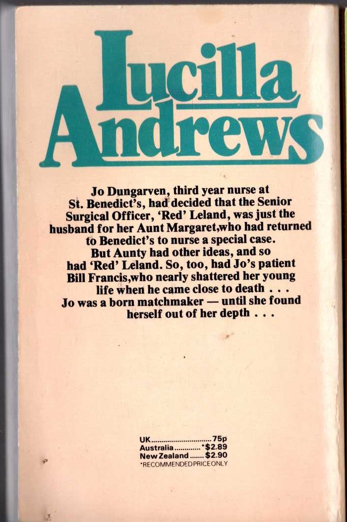 Lucilla Andrews  HOSPITAL CIRCLES magnified rear book cover image