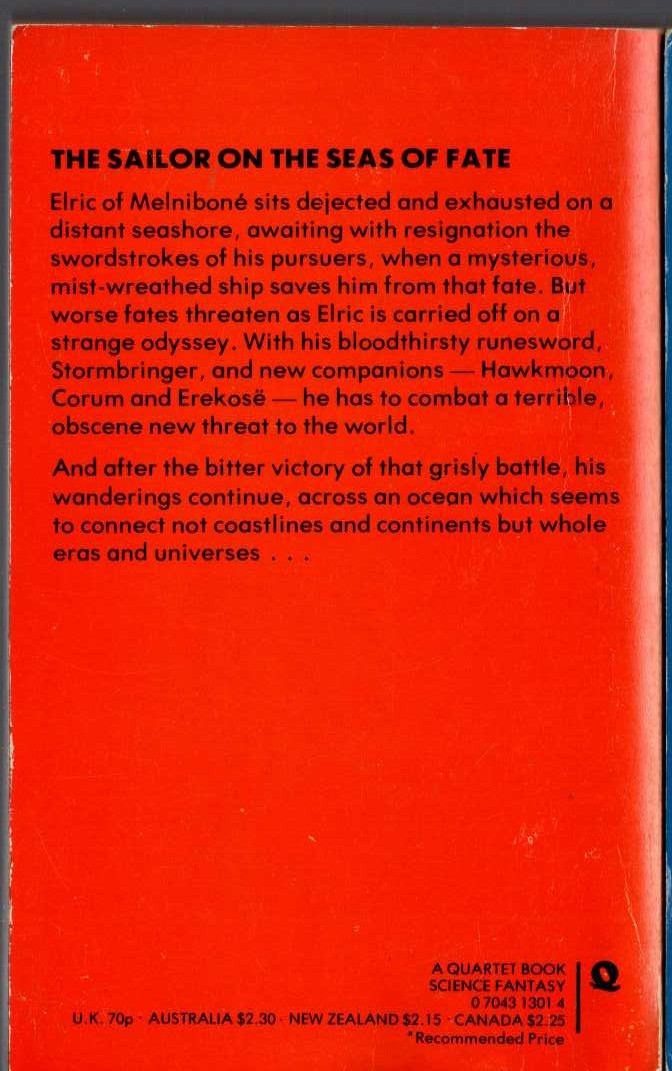Michael Moorcock  THE SAILOR ON THE SEAS OF FATE magnified rear book cover image
