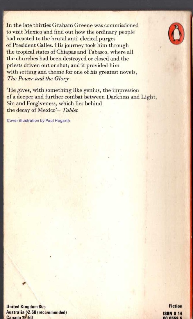 Graham Greene  THE LAWLESS ROAD magnified rear book cover image