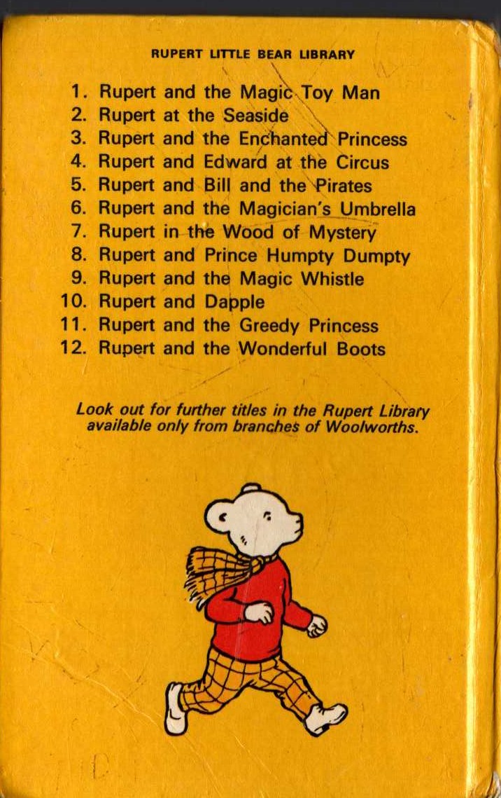 RUPERT AND THE MAGICIAN'S UMBRELLA magnified rear book cover image