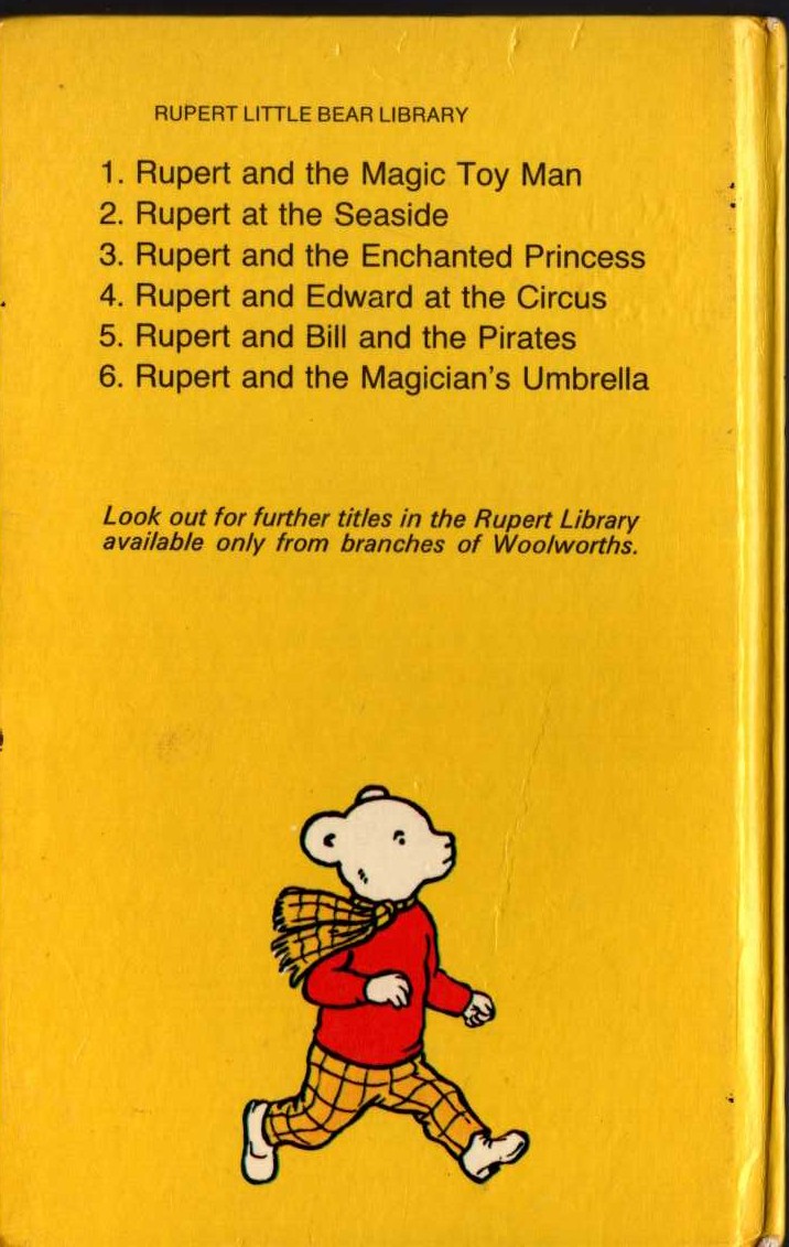 RUPERT AND BILL AND THE PIRATES magnified rear book cover image