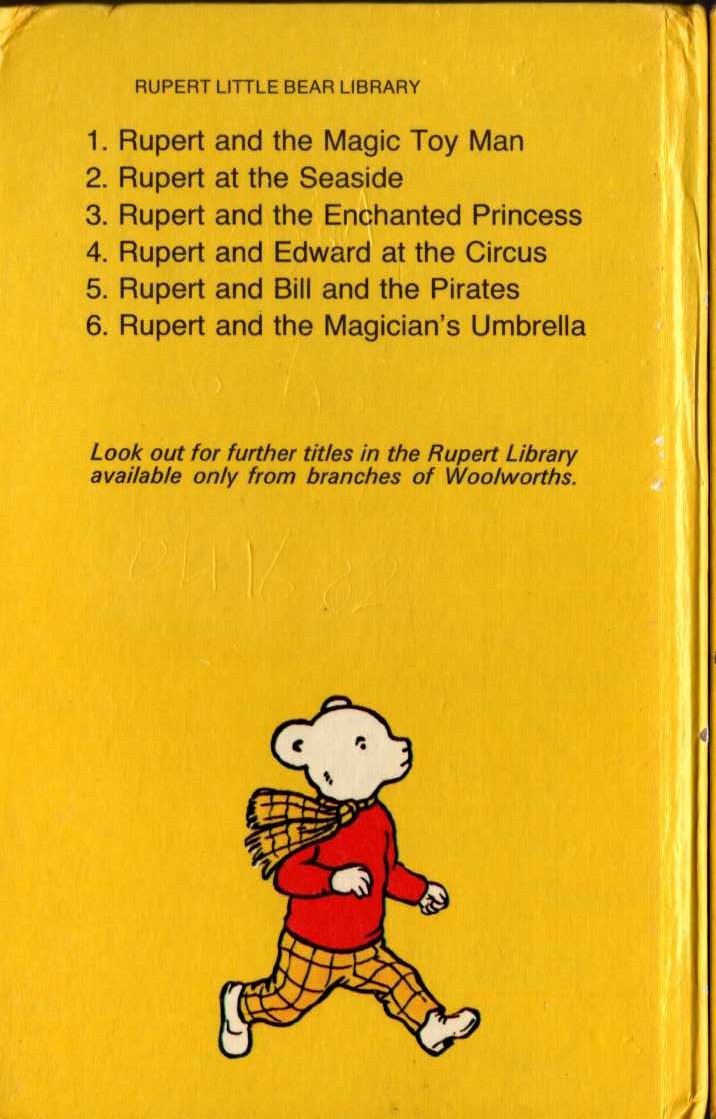 RUPERT AND BILL AND THE PIRATES magnified rear book cover image
