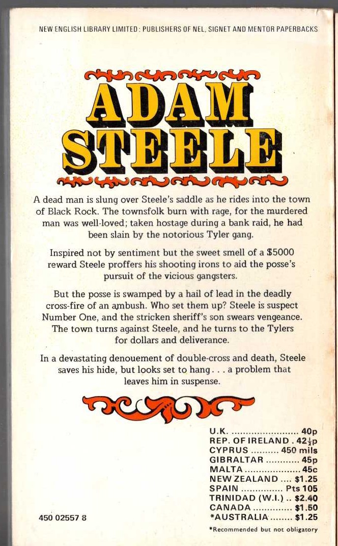 George G. Gilman  ADAM STEELE 7: CROSS-FIRE magnified rear book cover image