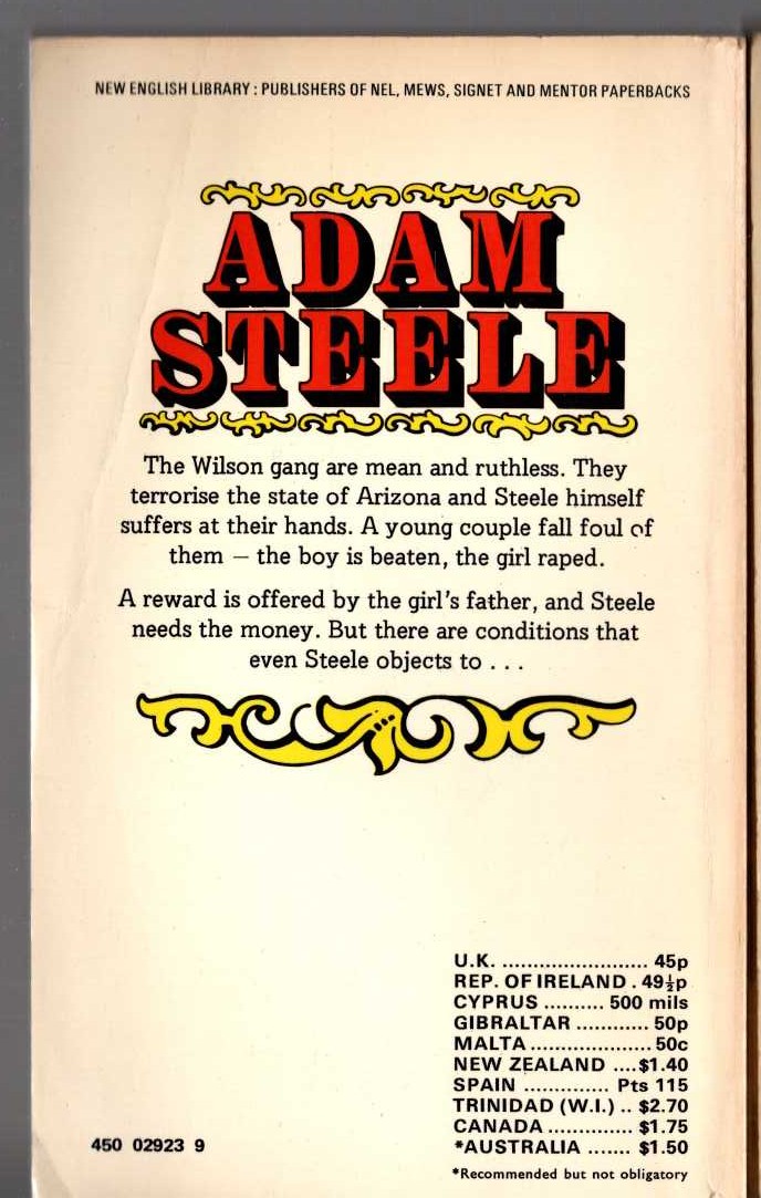 George G. Gilman  ADAM STEELE 10: THE LOSERS magnified rear book cover image