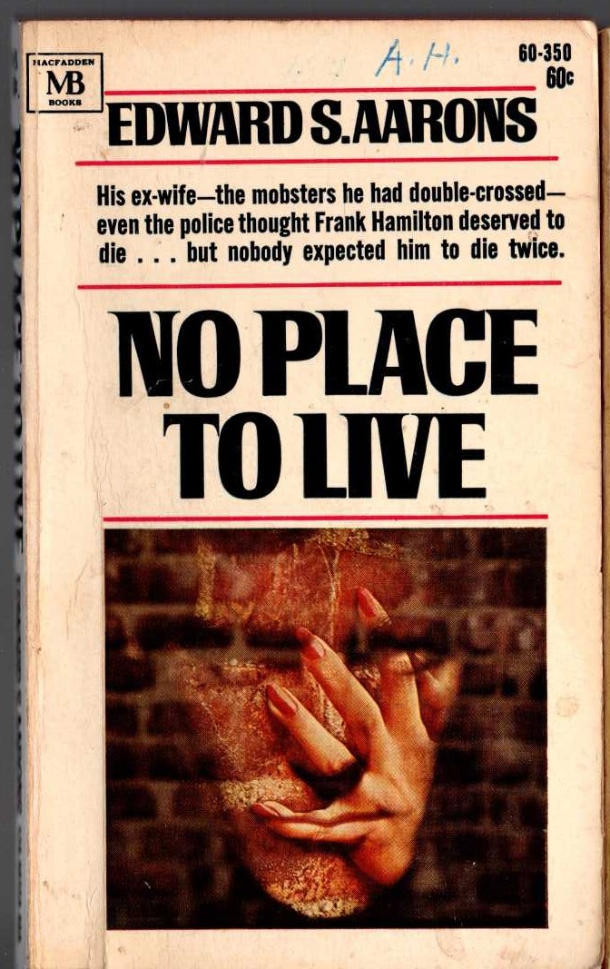 Edward S. Aarons  NO PLACE TO LIVE front book cover image