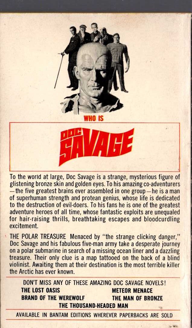 Kenneth Robeson  DOC SAVAGE: THE POLAR TREASURE magnified rear book cover image