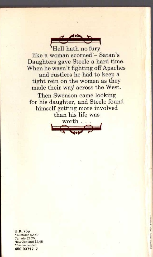 George G. Gilman  ADAM STEELE 17: SATAN'S DAUGHTER magnified rear book cover image