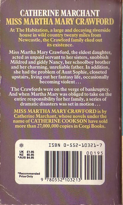 Catherine Marchant  MISS MARTHA MARY CRAWFORD magnified rear book cover image