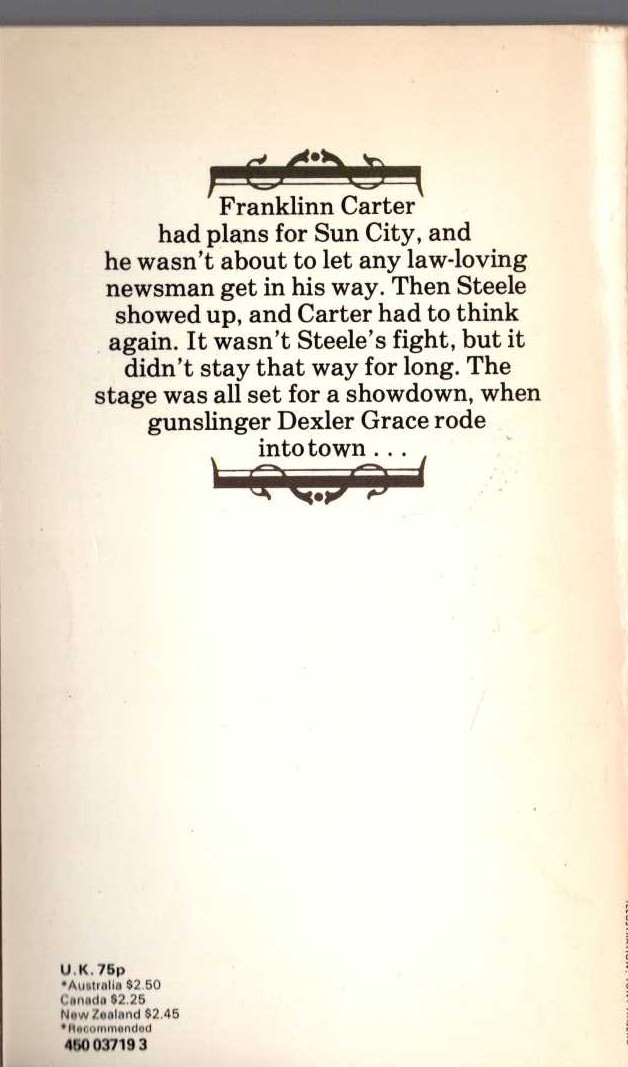 George G. Gilman  ADAM STEELE 19: THE TARNISHED STAR magnified rear book cover image