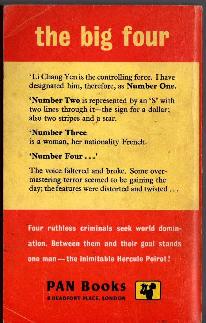 Agatha Christie  THE BIG FOUR magnified rear book cover image